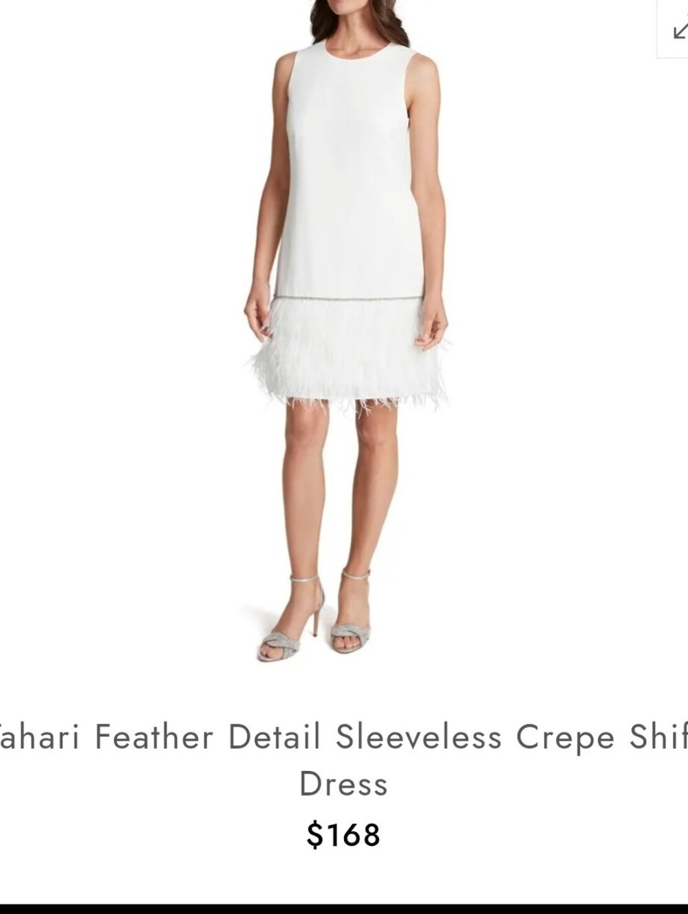 New No Tag.Tahari Black Feather-Hem Mini Dress - Picture 7 of 7